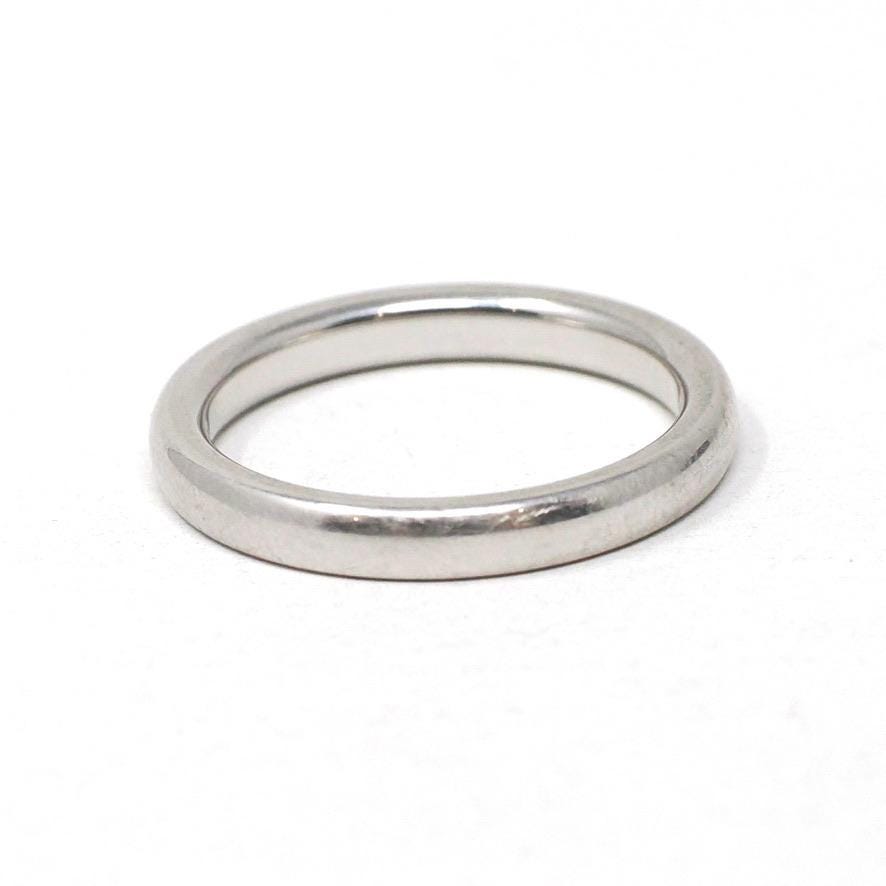 Estate Wedding Band - Modern 18k White Gold 2.5 MM Comfort Fit Ring - Circa 2000's Era Size 4 1/4 Stacking Fine Bridal Statement Jewelry