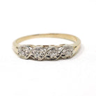 Vintage Diamond Band - Mid Century 14k Yellow & White Gold .03 CTW Wedding Ring - Circa 1950s Size 7 1/4 Fine Two Tone Fine Bridal Jewelry