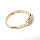 Diamond Wedding Band - Mid Century 18k Yellow Gold & Platinum .07 CTW Stacking Ring - Circa 1940s Size 6 3/4 Fine Two Tone Bridal Jewelry