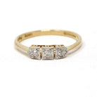 Diamond Wedding Band - Mid Century 18k Yellow Gold & Platinum .07 CTW Stacking Ring - Circa 1940s Size 6 3/4 Fine Two Tone Bridal Jewelry