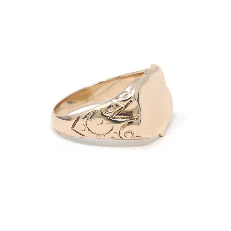 Antique Signet Ring - Edwardian Era 14k Yellow Gold Blank Shield Statement Men's Unisex Band - Vintage Circa 1900s Size 11 Fine Jewelry