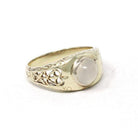 Edwardian Moonstone Ring - Antique 14k White Gold Natural Bezel Feldspar Gemstone Statement - Estate Size 9 Heart XO Filigree Fine Jewelry