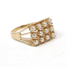 Vintage Pearl Cluster Ring - Retro 14k Yellow Gold Cultured Gems - Circa 1960s Statement Size 9 1/4 June Birthstone Egg Carton Fine Jewelry