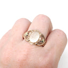 Antique Signet Ring - Art Deco 10k Rose & Yellow Gold Blank Oval Statement - Dated 1922 Inscribed EDG Size 12 Personalizable Fine OB Jewelry