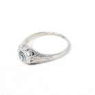 Art Deco Alexandrite Ring - Antique 20k White Gold Natural Blue Green Gem Solitaire Engagement - Circa 1920s Era Size 6 1/4 Fine Jewelry