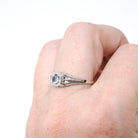Art Deco Alexandrite Ring - Antique 20k White Gold Natural Blue Green Gem Solitaire Engagement - Circa 1920s Era Size 6 1/4 Fine Jewelry