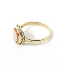 Vintage Cameo Ring - Retro 9k Yellow Gold Carved Natural Oval Shell Woman's Profile - Hallmarked 1976 Size 6 1/2 Scalloped Halo Fine Jewelry
