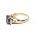 Tanzanite & Diamond Ring - Modern 14k Yellow Gold Natural Oval Purple Blue Gemstone - Estate Circa 2000's Size 4 1/4 Engagement Fine Jewelry