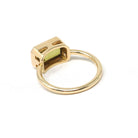 Modern Sphene Ring - 18k Yellow Gold Bezel Set Natural Green Gemstone - Size 6 Statement Fine Cocktail East West Fire Dispersion Jewelry