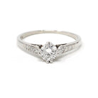 Mid Century Diamond Ring - Vintage Platinum Natural .48 CTW Classic Accented Engagement - Circa 1950s Era Size 7 Fine Bridal Wedding Jewelry