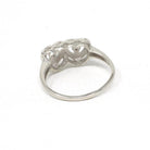 Double Heart Ring - Mid Century 10k White Gold Sweetheart Promise Love - Vintage Circa 1950s Era Size 6 Natural Diamonds Fine Jewelry