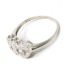 Double Heart Ring - Mid Century 10k White Gold Sweetheart Promise Love - Vintage Circa 1950s Era Size 6 Natural Diamonds Fine Jewelry