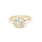 Antique 2.71 ct Old European Cut Diamond Engagement Ring - 18k Yellow Gold Bezel Set Vintage Solitaire - Modern Size 6 1/2 Fine Jewelry