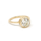 Antique 2.71 ct Old European Cut Diamond Engagement Ring - 18k Yellow Gold Bezel Set Vintage Solitaire - Modern Size 6 1/2 Fine Jewelry