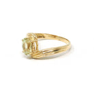 Chrysoberyl Bypass Ring - Modern 18k Yellow Gold Natural Light Green Oval Gemstone Solitaire - Vintage Estate 2000s Era Size 8 Fine Jewelry