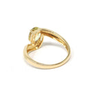 Chrysoberyl Bypass Ring - Modern 18k Yellow Gold Natural Light Green Oval Gemstone Solitaire - Vintage Estate 2000s Era Size 8 Fine Jewelry