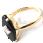 Vintage Onyx Ring - Mid Century 14k Yellow Gold Marquise Black Chalcedony Natural Diamond - Circa 1960s Size 5 3/4 Statement Fine Jewelry