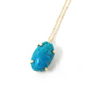 Turquoise Scarab Charm - 14k Yellow Gold Carved Bug Pendant Necklace - Egyptian Revival 1960s Era Fine Protection Statement Jewelry