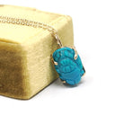 Turquoise Scarab Charm - 14k Yellow Gold Carved Bug Pendant Necklace - Egyptian Revival 1960s Era Fine Protection Statement Jewelry