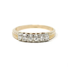 Vintage Wedding Ring - Mid Century 14k Yellow & White Gold Natural 0.10 CTW Diamond Band - Circa 1950s Size 6 Two Tone Fine Bridal Jewelry