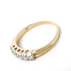 Vintage Wedding Ring - Mid Century 14k Yellow & White Gold Natural 0.10 CTW Diamond Band - Circa 1950s Size 6 Two Tone Fine Bridal Jewelry