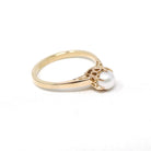Antique Cultured Pearl Ring - Edwardian Era 10k Yellow Gold Solitaire Basket Prong Setting - Vintage Circa 1910s Era Size 6 3/4 Fine Jewelry
