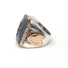 Vintage Warrior Ring - Mid Century Sterling Silver Gold Filled Hematite Horseshoe Equestrian Men's Unisex - Vintage 1960 Size 8 Fine Jewelry
