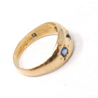 Antique Three Stone Band - Edwardian Era 18k Yellow Gold Natural Blue Sapphire Corundum - Hallmarked 1909 Size 6 1/4 Fine Celestial Jewelry