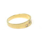 Star Incised Band - Modern 18k Yellow Gold .08 CTW Natural Diamond Ring - Estate Contemporary Celestial Size 7 1/4 Fine Bridal Jewelry