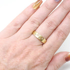 Star Incised Band - Modern 18k Yellow Gold .08 CTW Natural Diamond Ring - Estate Contemporary Celestial Size 7 1/4 Fine Bridal Jewelry