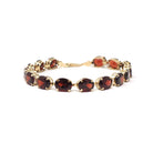 Modern Garnet Bracelet - Estate 14k Yellow Gold Red Oval Faceted 25.50 CTW Natural Gemstones - Circa 2000's Era Tennis Style Fine Jewelry