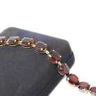 Modern Garnet Bracelet - Estate 14k Yellow Gold Red Oval Faceted 25.50 CTW Natural Gemstones - Circa 2000's Era Tennis Style Fine Jewelry