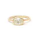 East-to-West Diamond Ring - 18k Yellow Gold Bezel Set 1.12 CT Natural Oval Brilliant Cut Solitaire - Modern Minimalist Size 6 Fine Jewelry