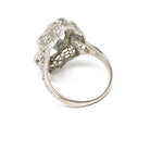 Rock Crystal Quartz Ring - Art Deco 14k White Gold Natural Diamond Gemstone - Vintage Circa 1930 Size 6 Filigree Ostby Barton Fine Jewelry