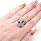 Rock Crystal Quartz Ring - Art Deco 14k White Gold Natural Diamond Gemstone - Vintage Circa 1930 Size 6 Filigree Ostby Barton Fine Jewelry
