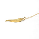 Italian Horn Charm - Retro 18k Yellow Gold Italy Cornicello Good Luck Pendant Necklace - Vintage Circa 1970s Ward Off Evil Amulet Jewelry