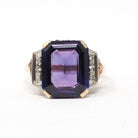 Created Color Change Sapphire Ring - Mid Century 10k Yellow & White Gold Natural Purple Gemstone - Vintage 1940s Era Size 6 Fine 40s Jewelry