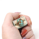 Vintage Turquoise Ring - Mid Century 10k Yellow Gold Oval Cabochon Blue Natural Gemstone - Circa 1960s Era Size 6 1/2 Statement Fine Jewelry
