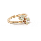 Diamond Toi Et Moi Ring - Edwardian Era 14k Rosy Yellow Gold .81 CTW Old Mine Cut Bypass Band - Size 6 3/4 Fine Bridal Engagement Jewelry
