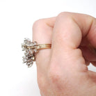 Diamond Bypass Ring - Modern Estate 14k Yellow White Gold 2.29 CTW Flower Star Spray Cocktail Statement - Circa 1990s Size 5.5 Fine Jewelry