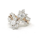 Diamond Bypass Ring - Modern Estate 14k Yellow White Gold 2.29 CTW Flower Star Spray Cocktail Statement - Circa 1990s Size 5.5 Fine Jewelry