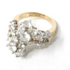 Diamond Bypass Ring - Modern Estate 14k Yellow White Gold 2.29 CTW Flower Star Spray Cocktail Statement - Circa 1990s Size 5.5 Fine Jewelry