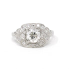 Art Deco Diamond Ring - Vintage Platinum 1.05 CTW Natural Gemstones - Circa 1920s Era Handmade Geometric Cluster Size 5 1/4 Fine 20s Jewelry