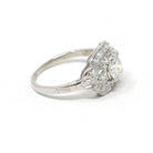 Art Deco Diamond Ring - Vintage Platinum 1.05 CTW Natural Gemstones - Circa 1920s Era Handmade Geometric Cluster Size 5 1/4 Fine 20s Jewelry
