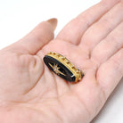 Antique Hair Brooch - Victorian 15CT Yellow Gold Black Onyx & Seed Pearls Star Pin - Circa 1880s Era Braided Fine Lapel Mourning Jewelry