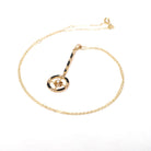 Antique Victorian Lavalier - 10k Yellow Gold Seed Pearl Diamond & Black Enamel Pendant - Circa 1890s Era Necklace Fine Statement Jewelry