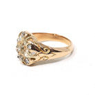 HOLDntique Cluster Ring - Victorian Era 14k Rose Gold Natural Rose Old Mine Cut Diamond 1.65 CTW Halo - 19th Century Size 7 1/2 Fine Jewelry