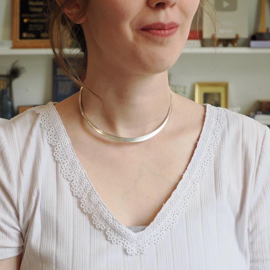 Georg Jensen Silver Choker - Mid Century Modernist Sterling Torque Necklace - Circa 1960s Era Scandinavian MCM Figural Fashion Jewelry