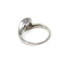 Created Star Sapphire Ring - Vintage 14k White Gold White Cabochon Gem - Retro Circa 1970s Era Size 3 3/4 Bypass Fine Statement 70s Jewelry