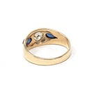 Diamond & Created Sapphire Ring - Mid Century 14k Yellow Gold Natural .57CT Old European Cut Band - Circa 1960s Size 9.5 Fine Bridal Jewelry